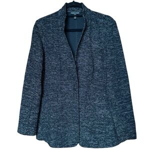 Eileen Fisher Black Tweedy Organic Cotton Knit Blazer Jacket Size Medium